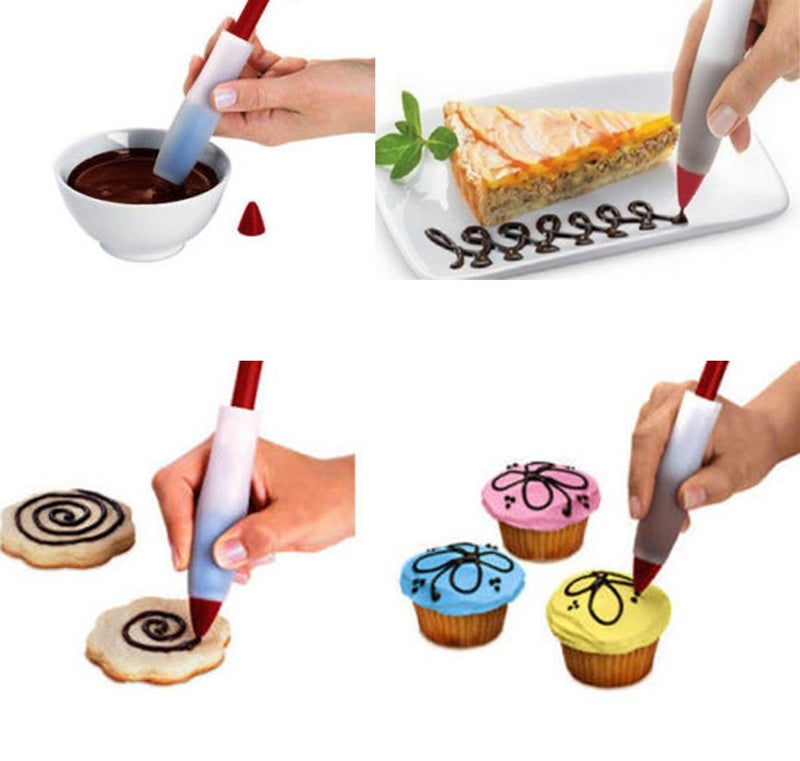 yueton Pack of 2 Silicone Food Writing Pen Cake Cookie Cream Pastry Chocolate Decorating Pen DIY Personalized Cake - Image 2